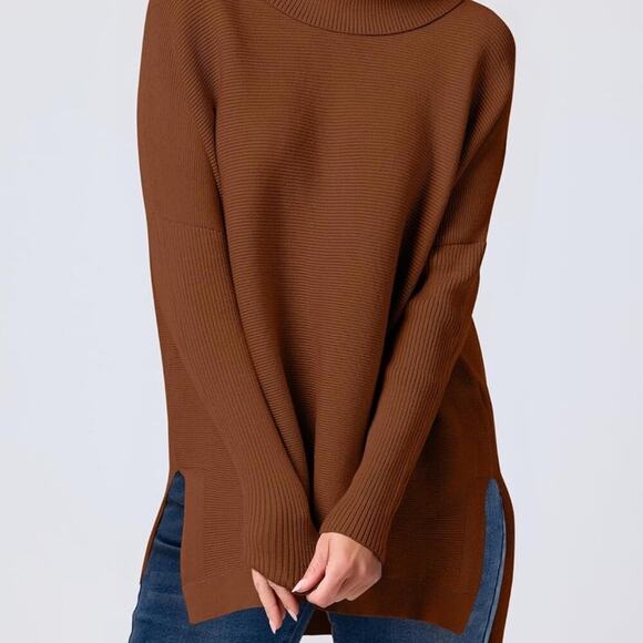 2025 Oversized Turtleneck‎ Batwing Sleeve Casual Loose Knit Pullover Sweater S - Picture 3 of 4